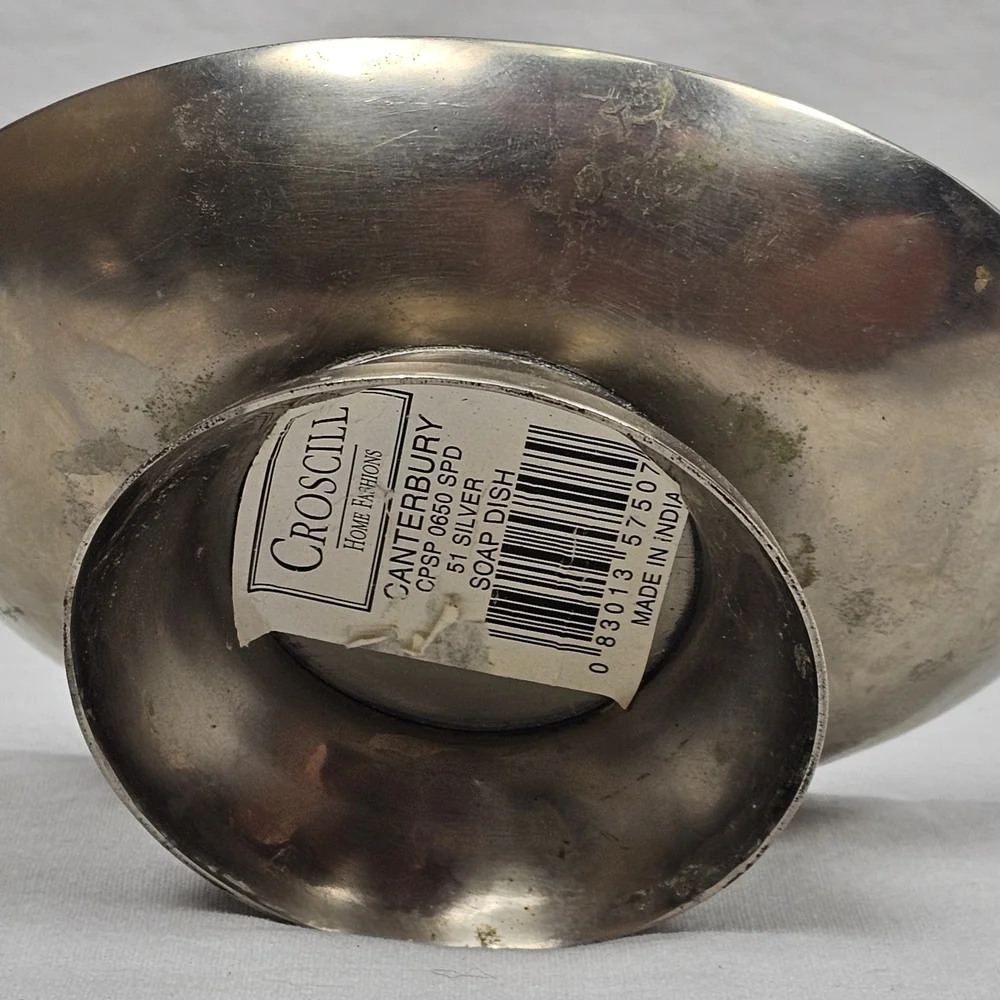 Vintage Croscill Canterbury 51 Silver Footed Soap Dish | Ornate Embossed Border